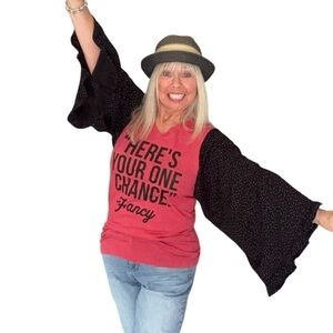 Upcycle Women's Black and Red Graphic Top